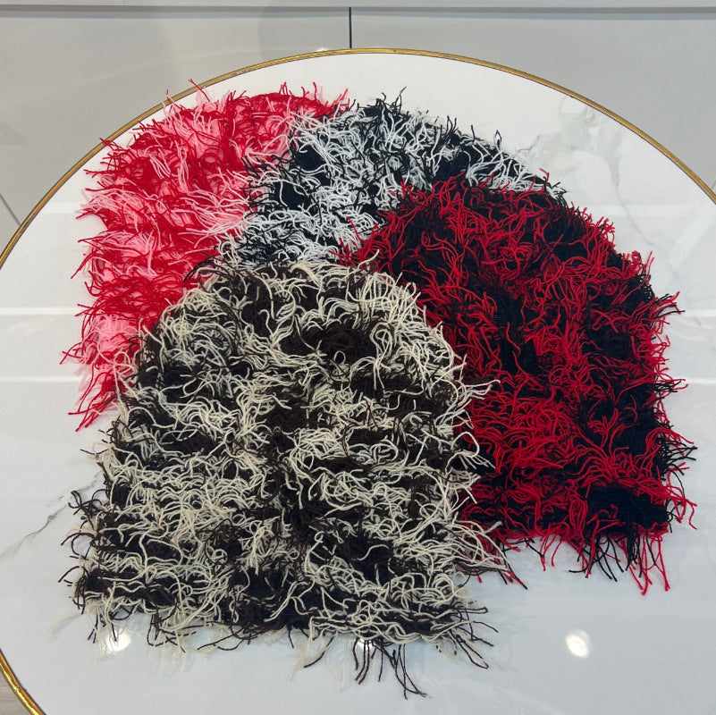 Wholesale Autumn Winter Acrylic Knitted Wool Monkey Fur Hat